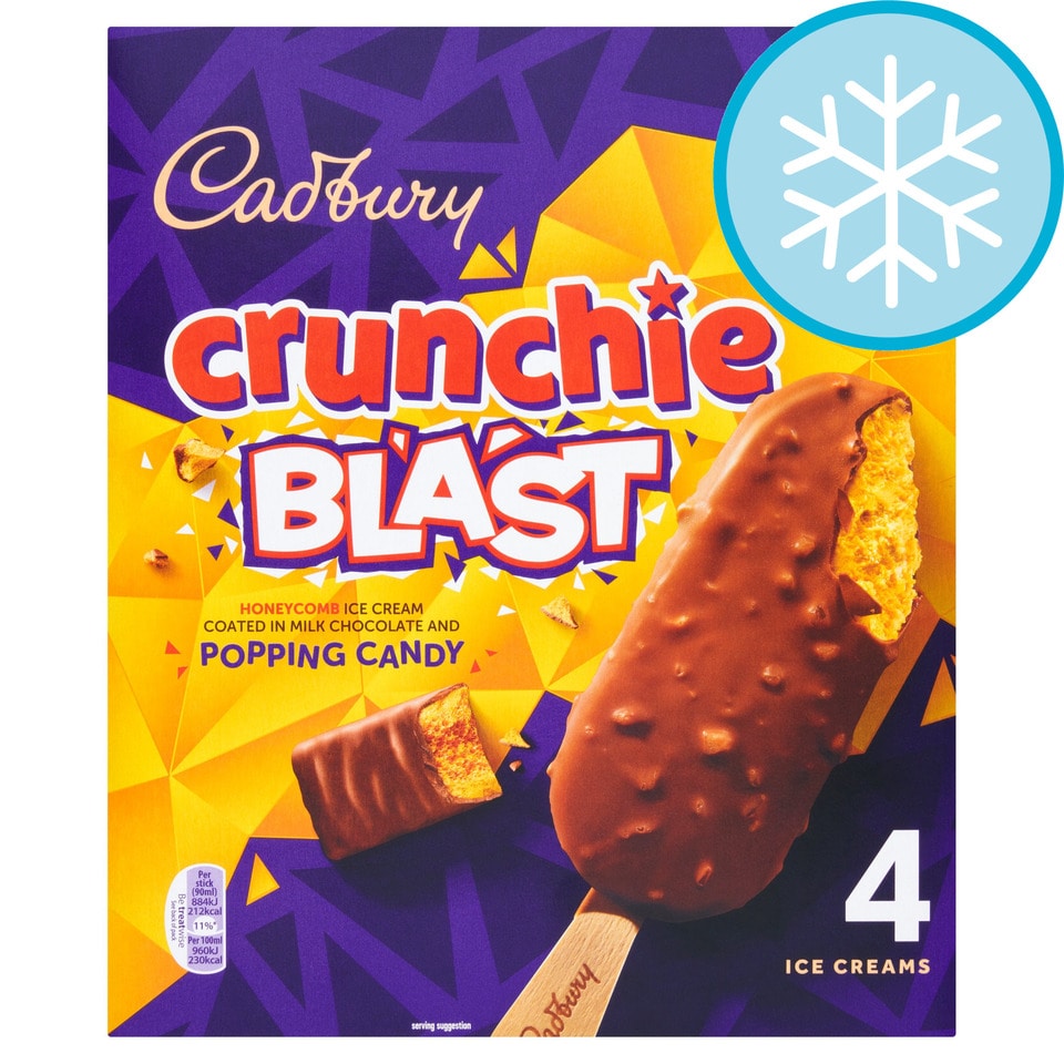 Cadbury Crunchie Blast Ice Cream 4 X 90 Ml