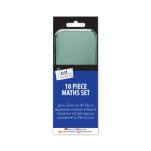 Just Stationery 10 Piece Geometry Maths Set In Tin Case