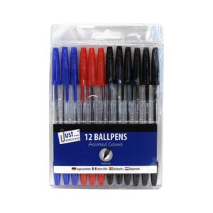 Just Stationery 12 Assorted Ballpoint Pens