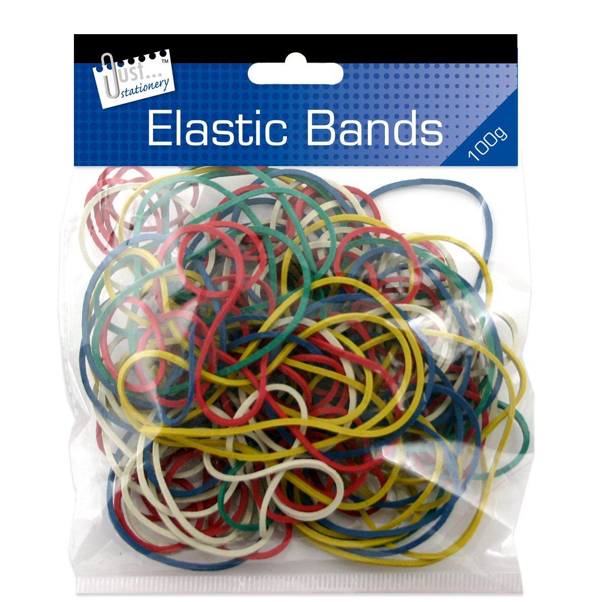 Just Stationery Assorted Colour Elastic Bands 100 G