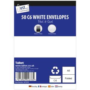 Just Stationery Tallon White Envelopes C 6 50 Pk Peal Seal
