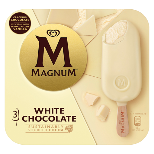 Magnum White Chocolate Ice Cream Sticks 3 X 100 Ml