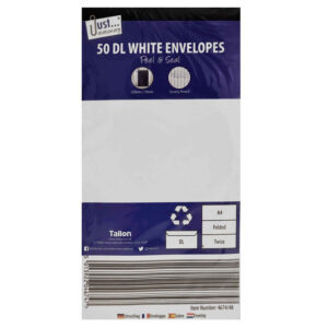 Tallon 50 Pk Dl White Peal Seal Envelopes 80 Gsm